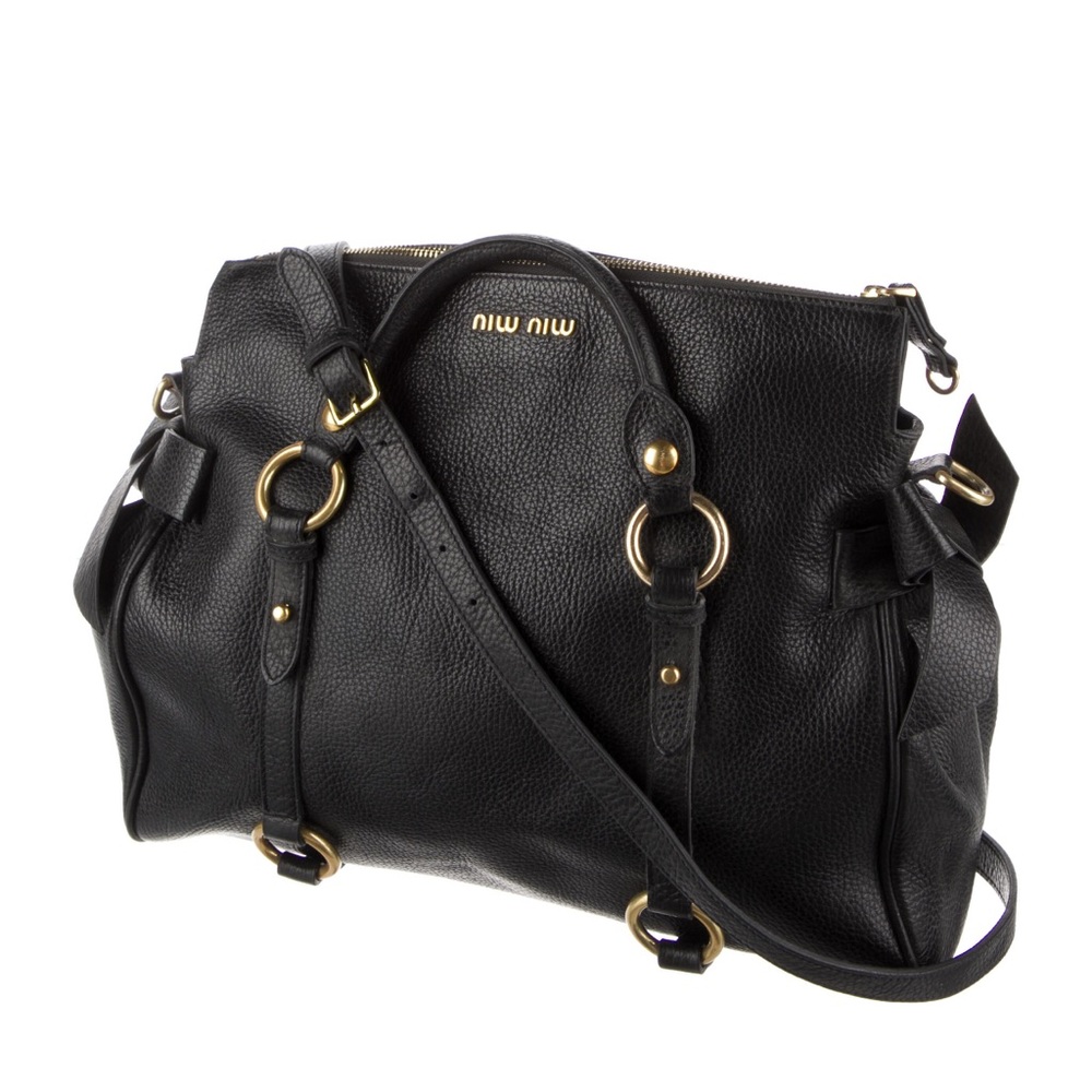 Authentic Miu Miu Black Large Top Handle Bag With… - image 5